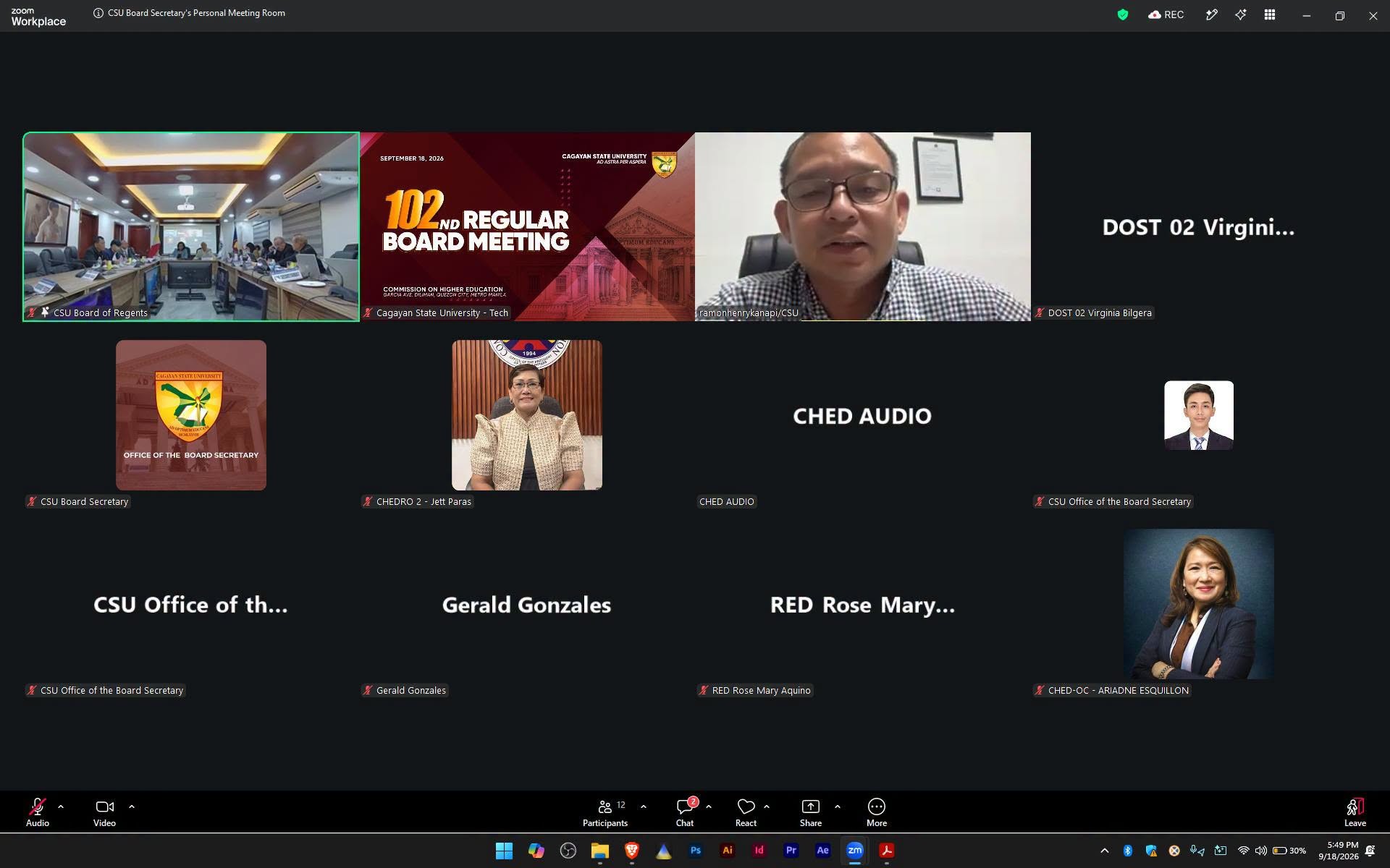 IN PHOTOS || CAGAYAN STATE UNIVERSITY HELD ITS 102ND REGULAR BOARD MEETING ON SEPTEMBER 18, 2026, AT THE HIGHER EDUCATIO photo 18